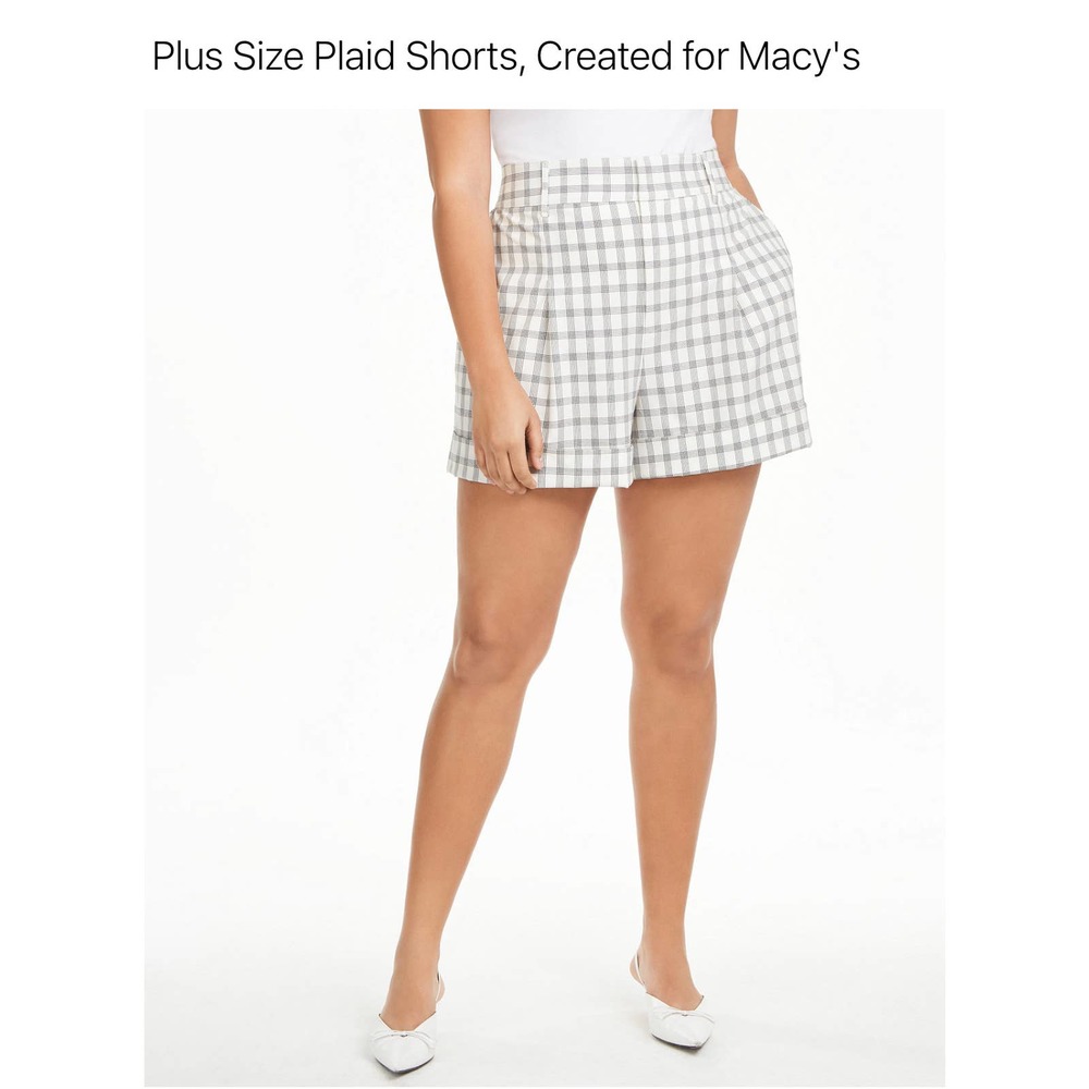 Danielle Bernstein Plus Size B/W Plaid Shorts 22W